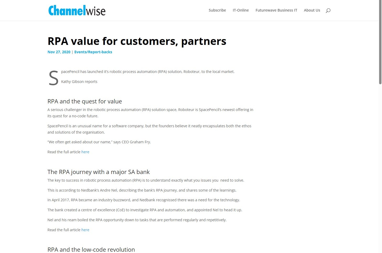 RPA Value for Customers & Partners